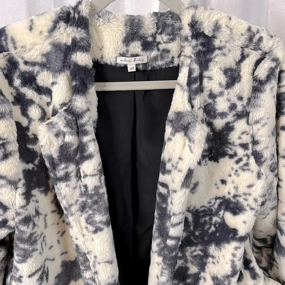 WILLOW & CLAY NWOT Crop Faux Fur Lined Pockets Open Front Cardigan, Size M - Picture 4 of 10